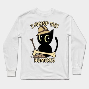 Funny cat is an archaeologist Long Sleeve T-Shirt